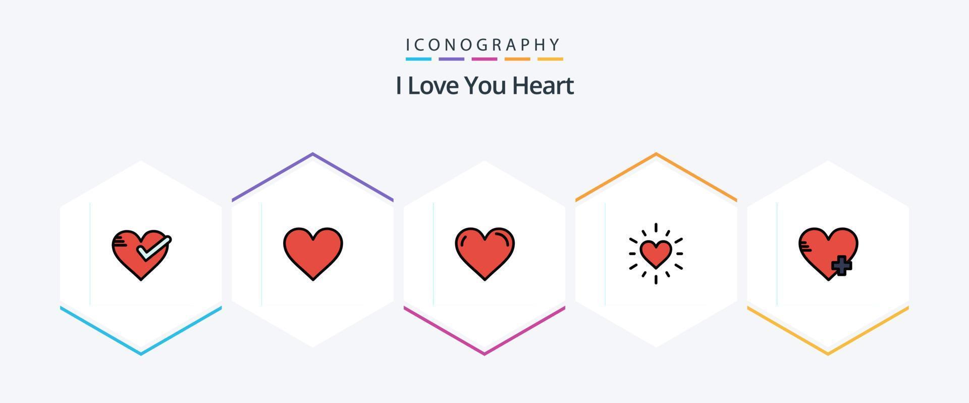 hart 25 gevulde lijn icoon pak inclusief . hart. favoriet. favoriet. Valentijn vector