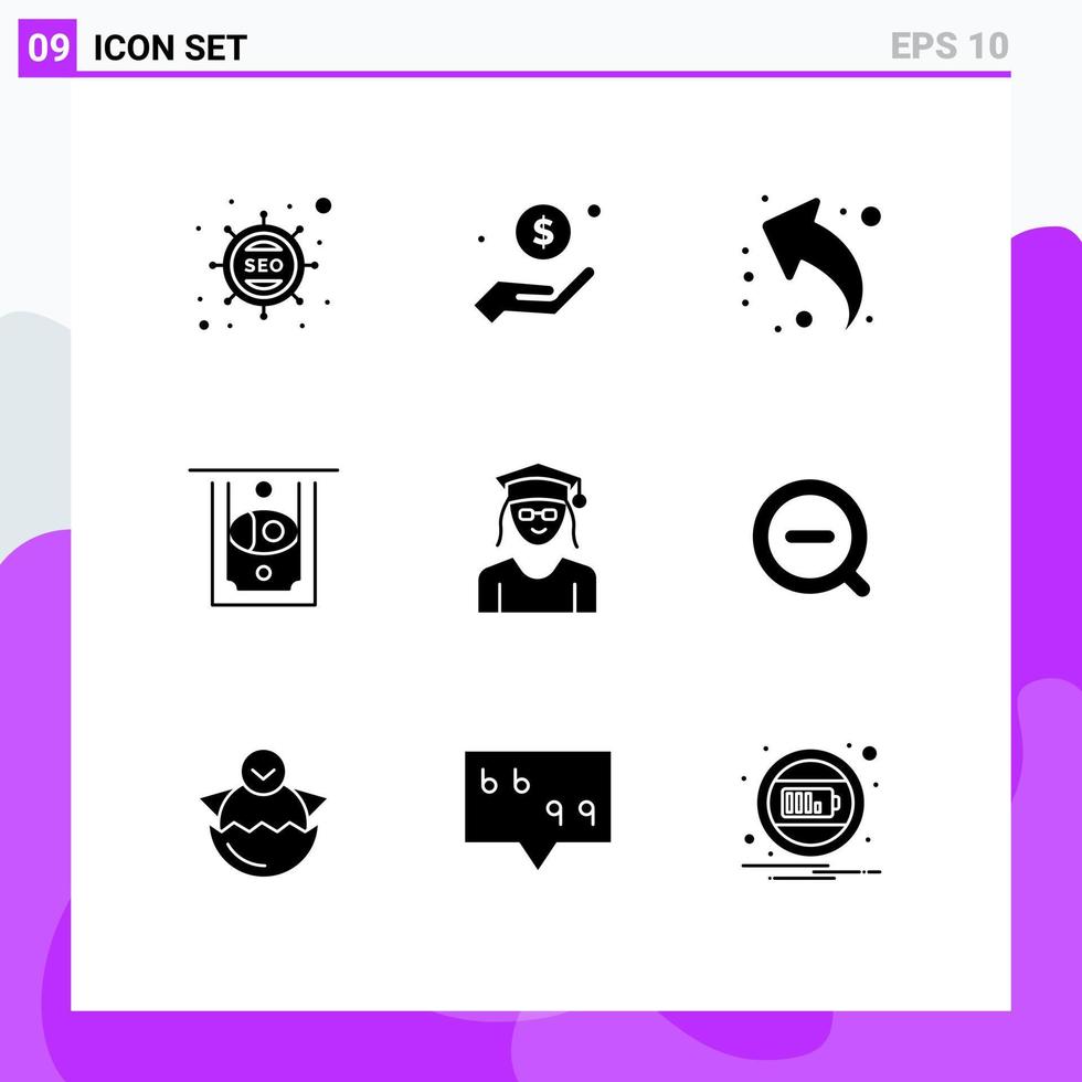 pictogram reeks van 9 gemakkelijk solide glyphs van onderwijs geld helpen contant geld links bewerkbare vector ontwerp elementen