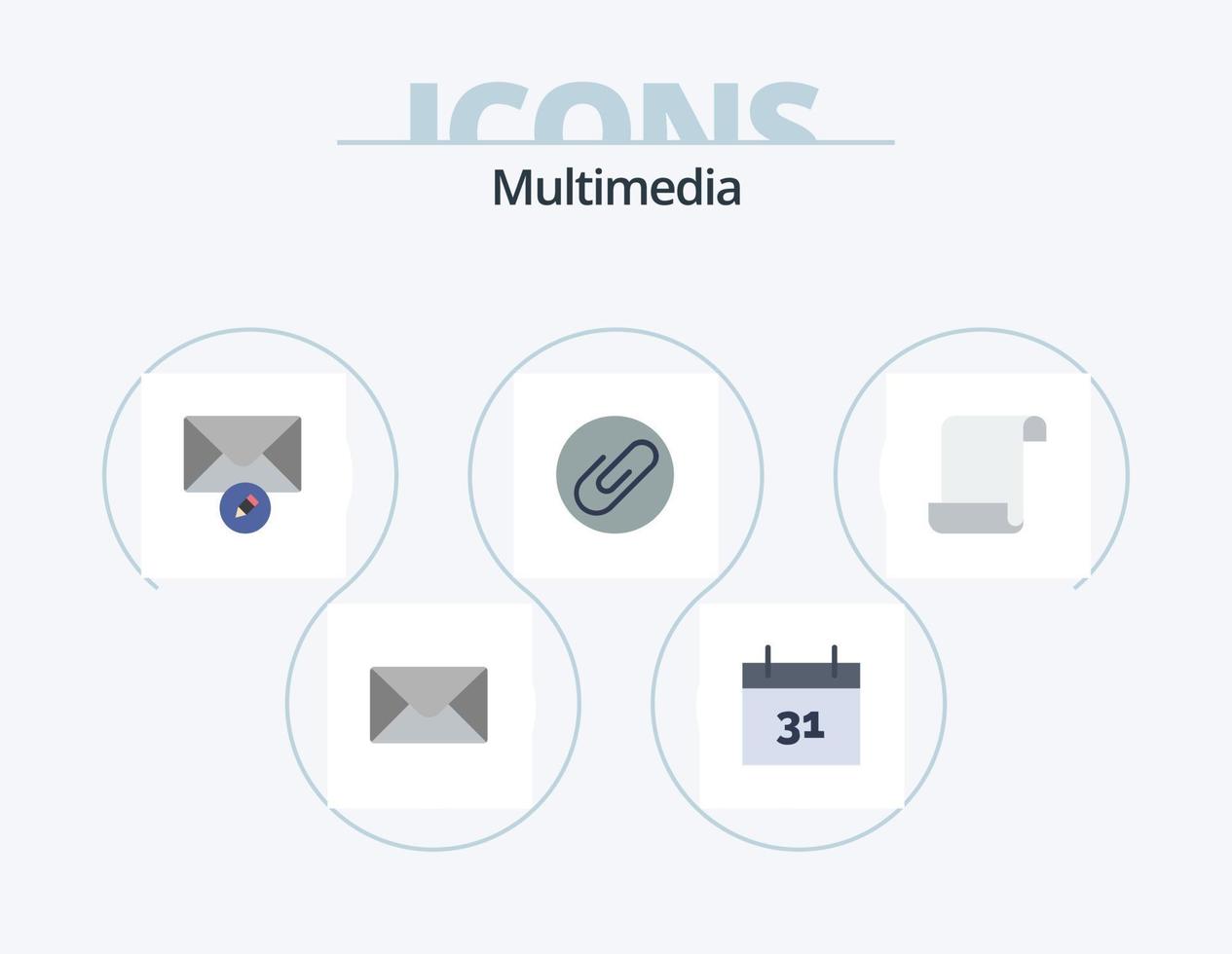 multimedia vlak icoon pak 5 icoon ontwerp. . vastmaken. . log vector