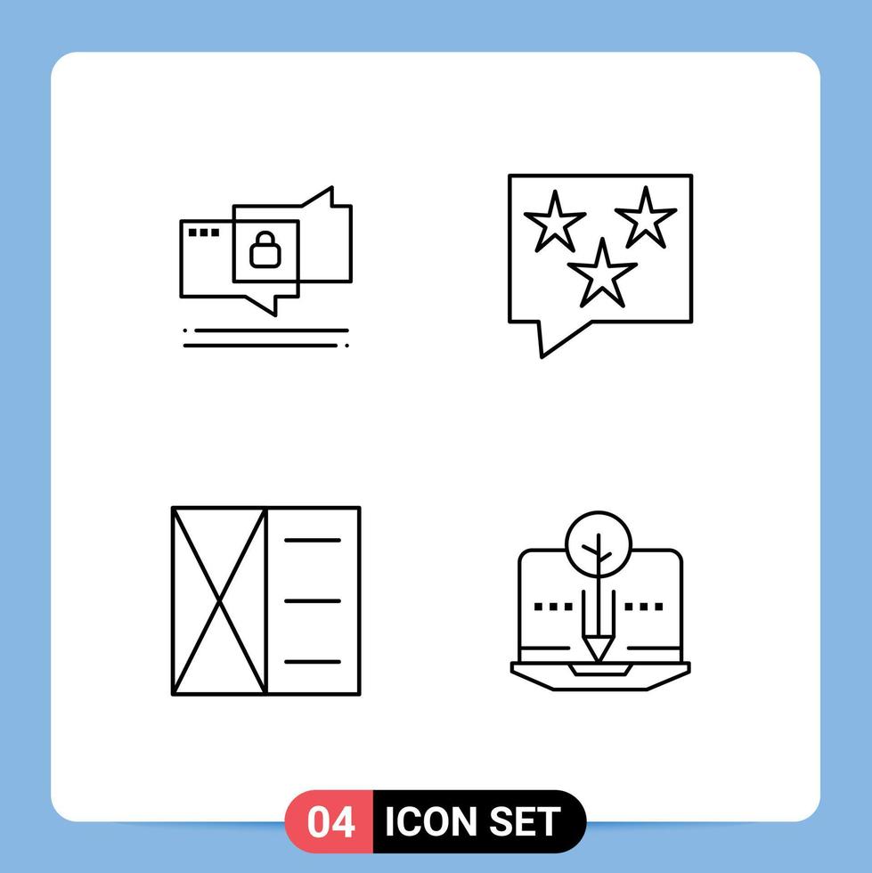 voorraad vector icoon pak van 4 lijn tekens en symbolen voor babbelen accessoires beveiligen rang Mens bewerkbare vector ontwerp elementen