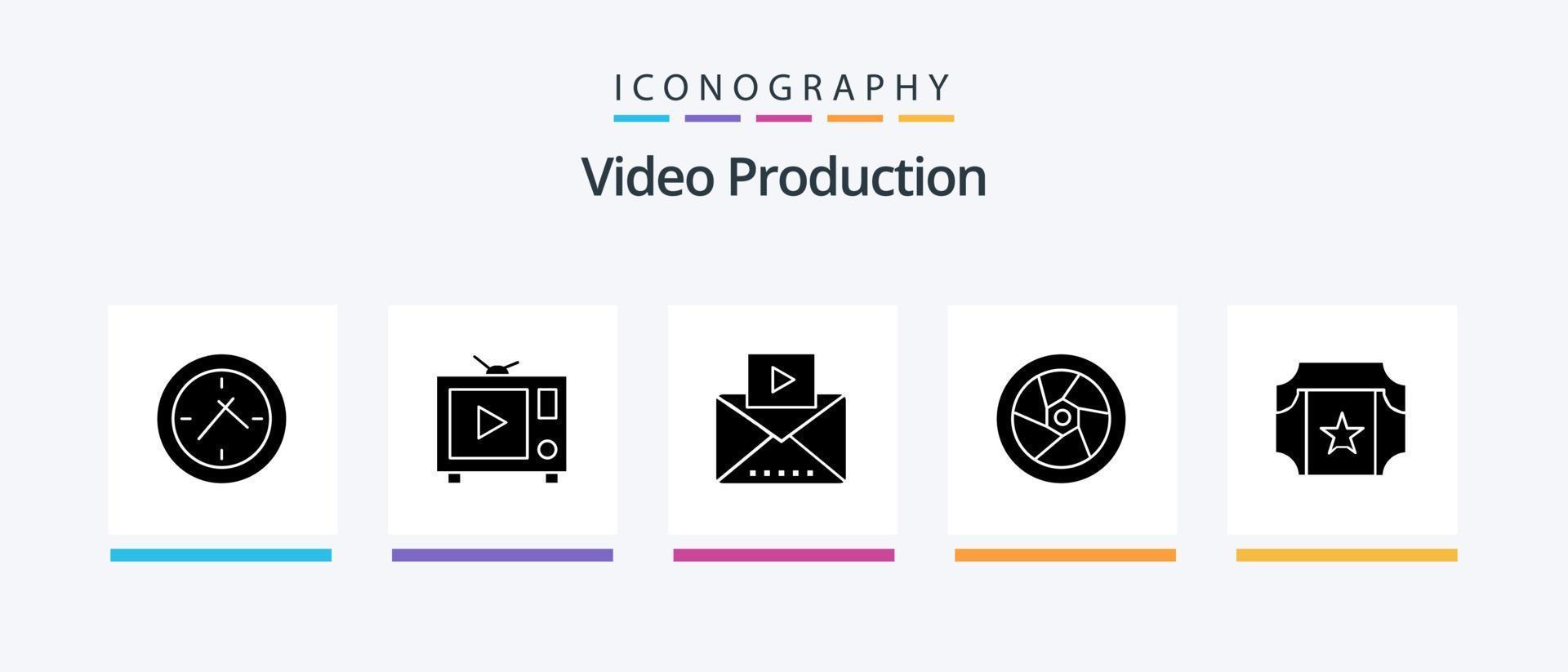 video productie glyph 5 icoon pak inclusief televisie. film . bioscoop . video. creatief pictogrammen ontwerp vector