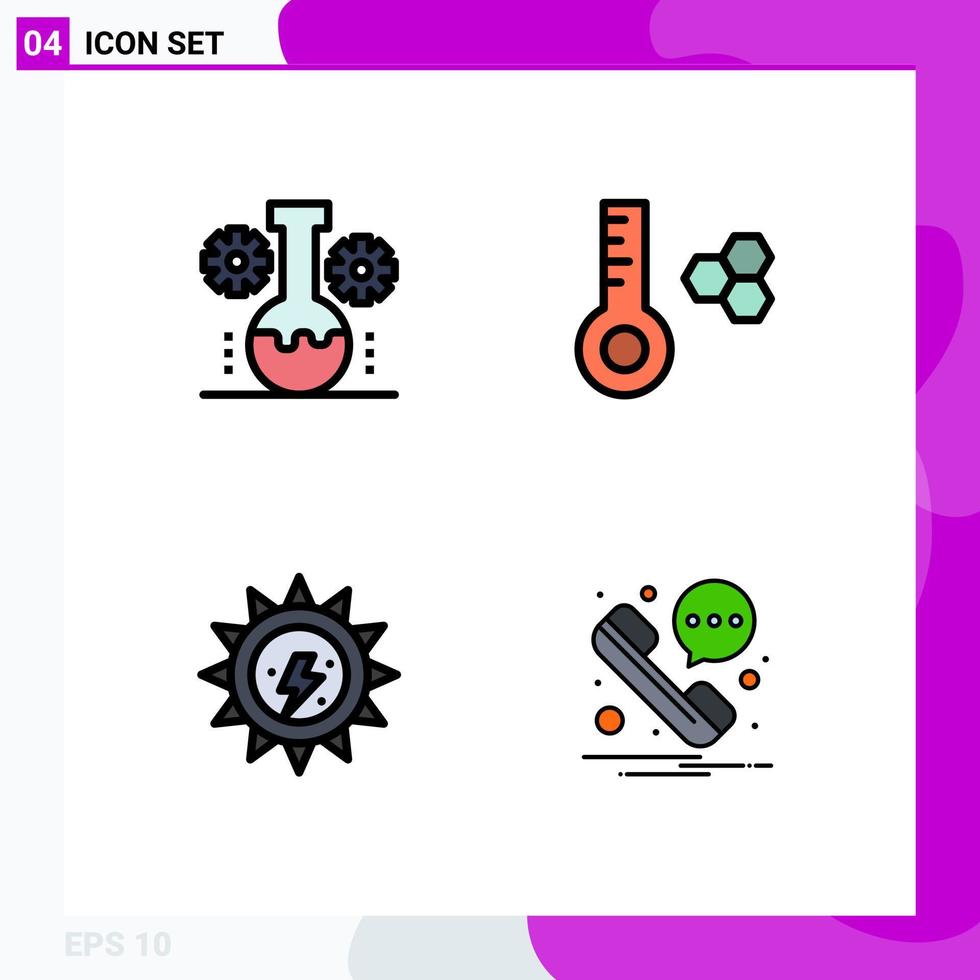 gevulde lijn vlak kleur pak van 4 universeel symbolen van beer laboratorium ecologie wetenschappelijk Onderzoek temperatuur meter zon bewerkbare vector ontwerp elementen
