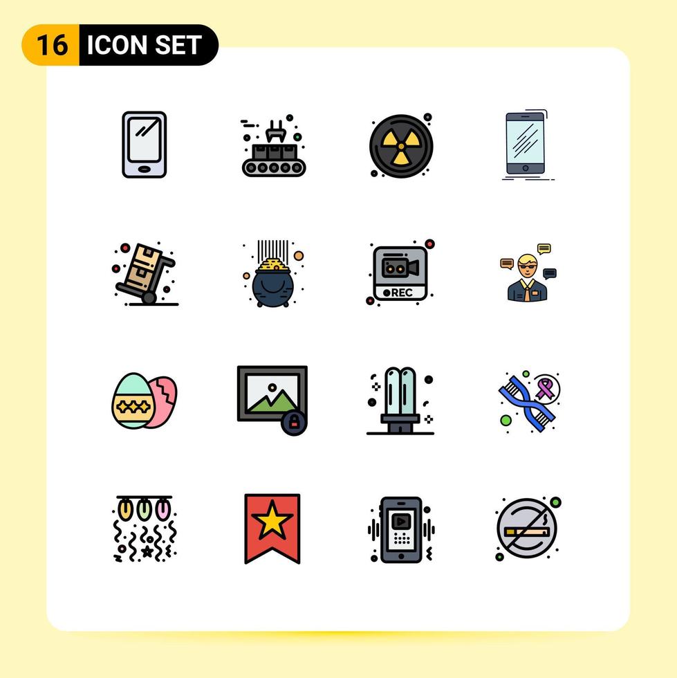 modern reeks van 16 vlak kleur gevulde lijnen pictogram van cyber maandag smartphone productie lijn telefoon apparaat bewerkbare creatief vector ontwerp elementen