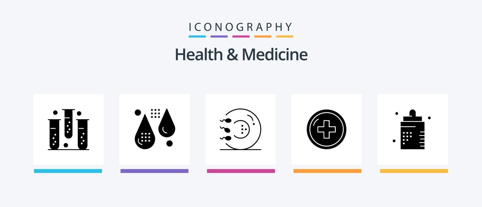 Gezondheid en geneeskunde glyph 5 icoon pak inclusief medisch. Gezondheid. geschiktheid. geneesmiddel. het formulier. creatief pictogrammen ontwerp vector