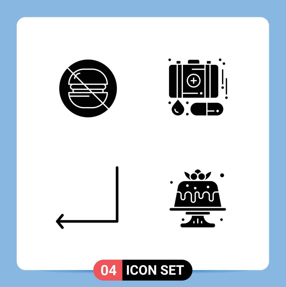 bewerkbare vector lijn pak van 4 gemakkelijk solide glyphs van snel terug Nee eerste steun bakkerij bewerkbare vector ontwerp elementen