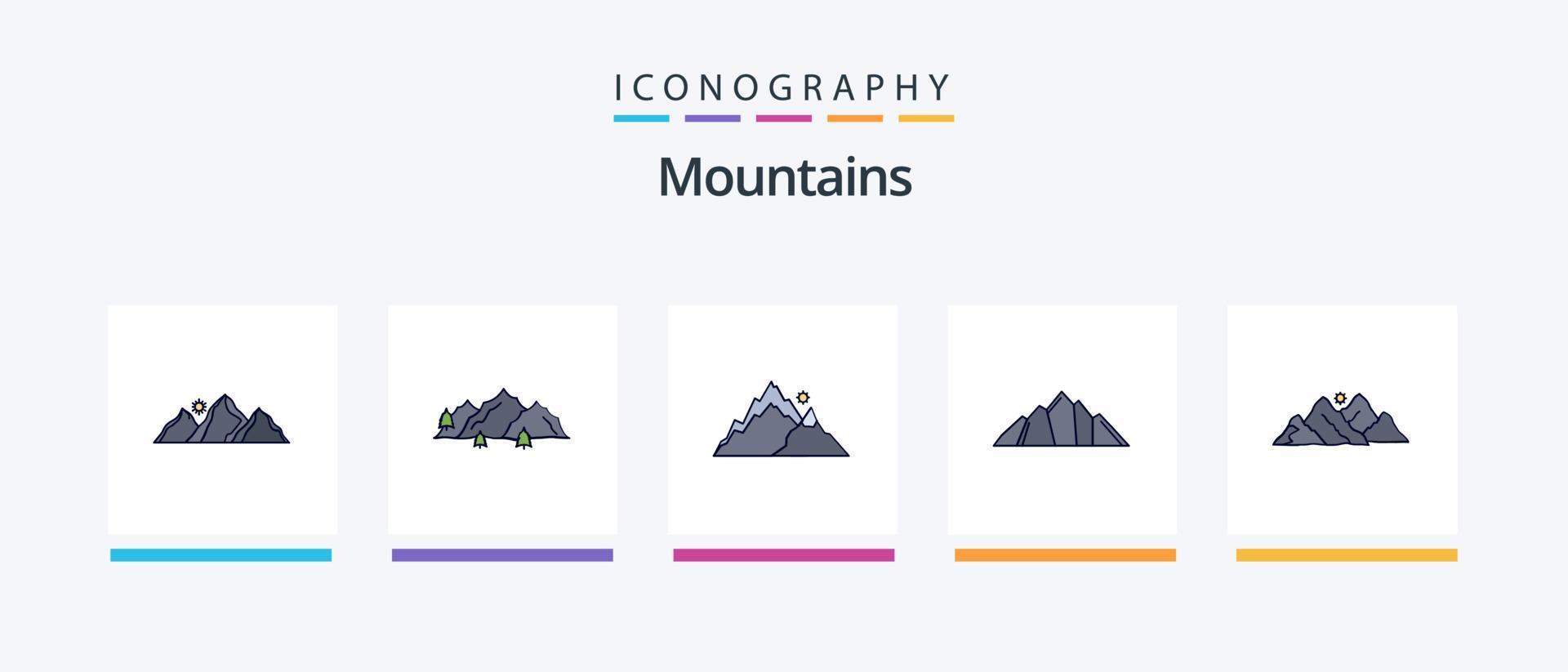 bergen lijn gevulde 5 icoon pak inclusief . natuur. zon. natuur. creatief pictogrammen ontwerp vector