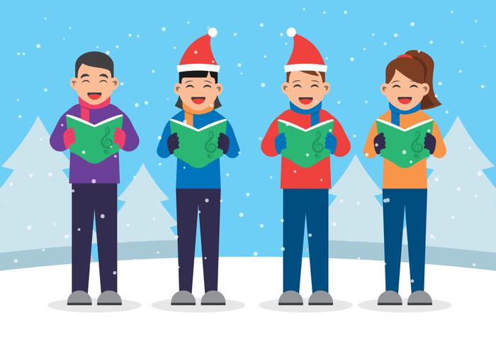 Kinderen Zingen Kerst Carols Illustratie vector