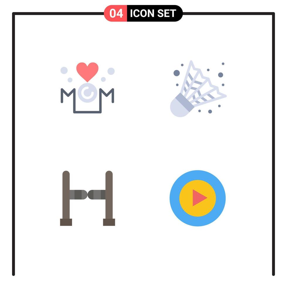 universeel icoon symbolen groep van 4 modern vlak pictogrammen van mam hek liefde camping studio bewerkbare vector ontwerp elementen