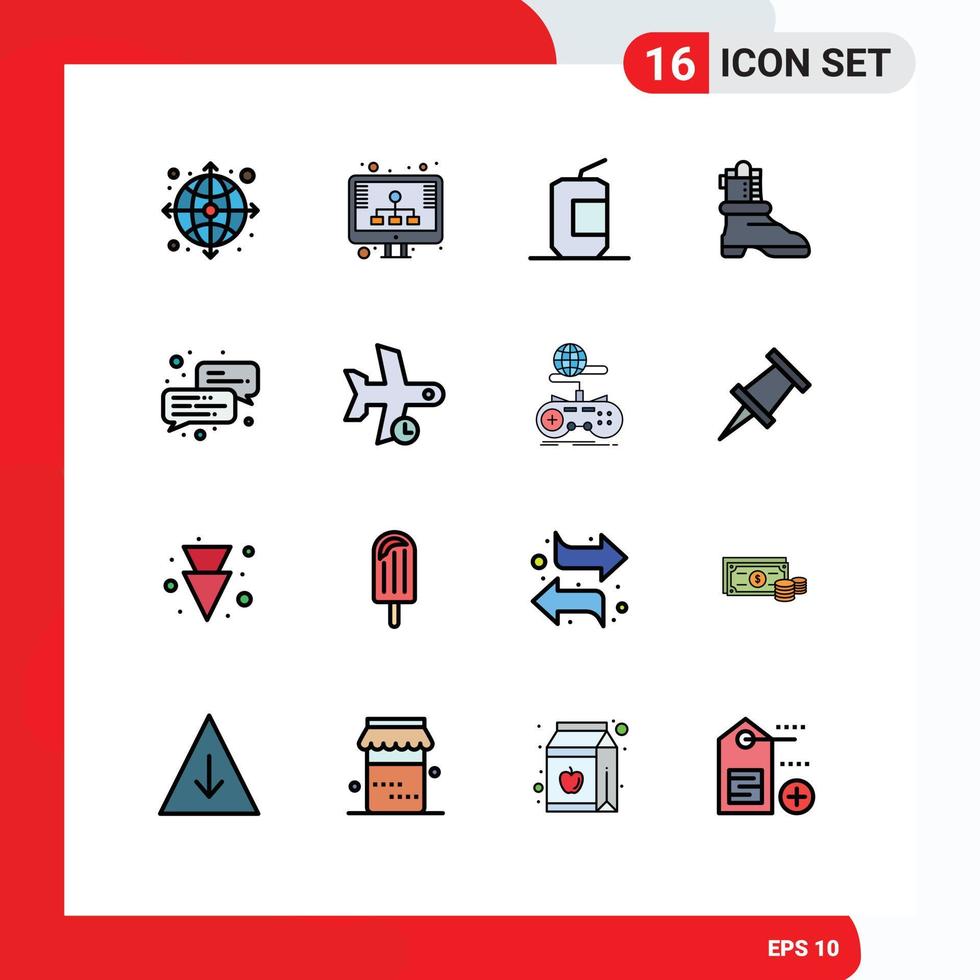 reeks van 16 modern ui pictogrammen symbolen tekens voor babbelen Amerikaans coca bagageruimte voedsel bewerkbare creatief vector ontwerp elementen