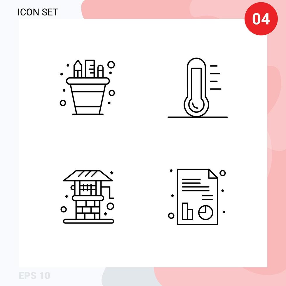 reeks van 4 modern ui pictogrammen symbolen tekens voor bedrijf groen potlood pot ecologie boerderij bewerkbare vector ontwerp elementen