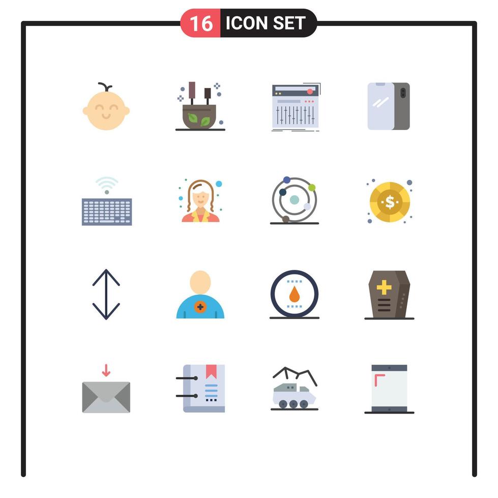 reeks van 16 modern ui pictogrammen symbolen tekens voor hardware android controleur mobiel telefoon bewerkbare pak van creatief vector ontwerp elementen
