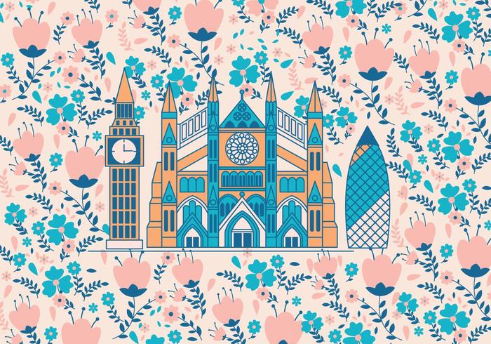 Westminster Abbey Met Bloemenpatroon Vector