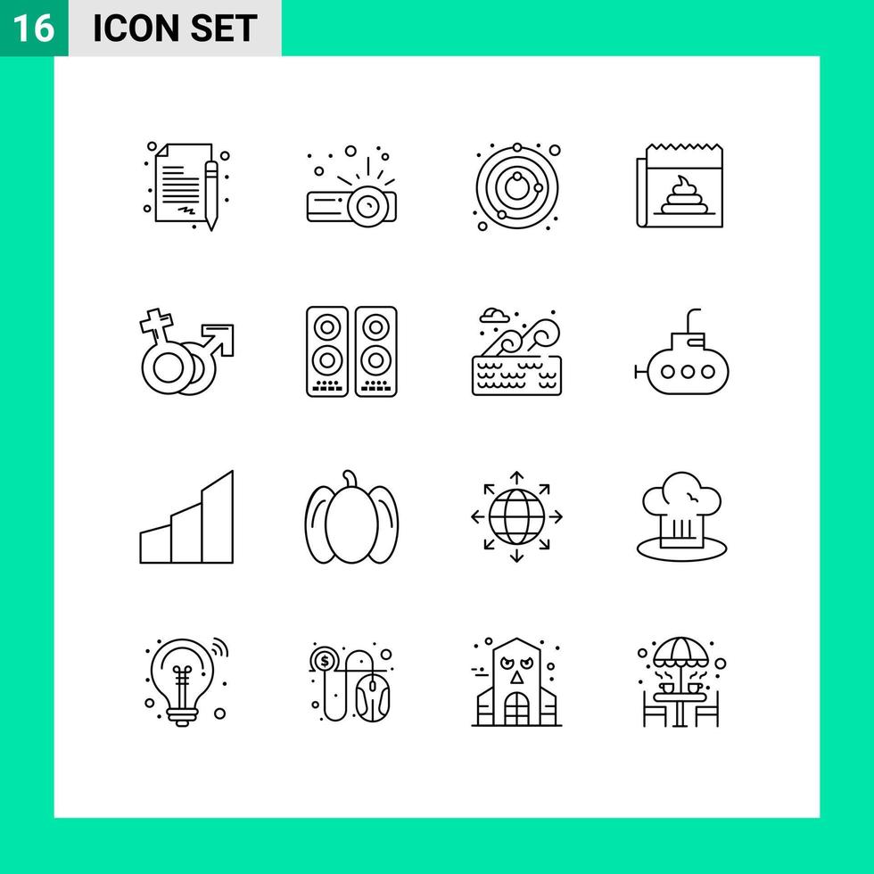 pak van 16 modern contouren tekens en symbolen voor web afdrukken media zo net zo Venus nieuws satelliet journalistiek nep bewerkbare vector ontwerp elementen