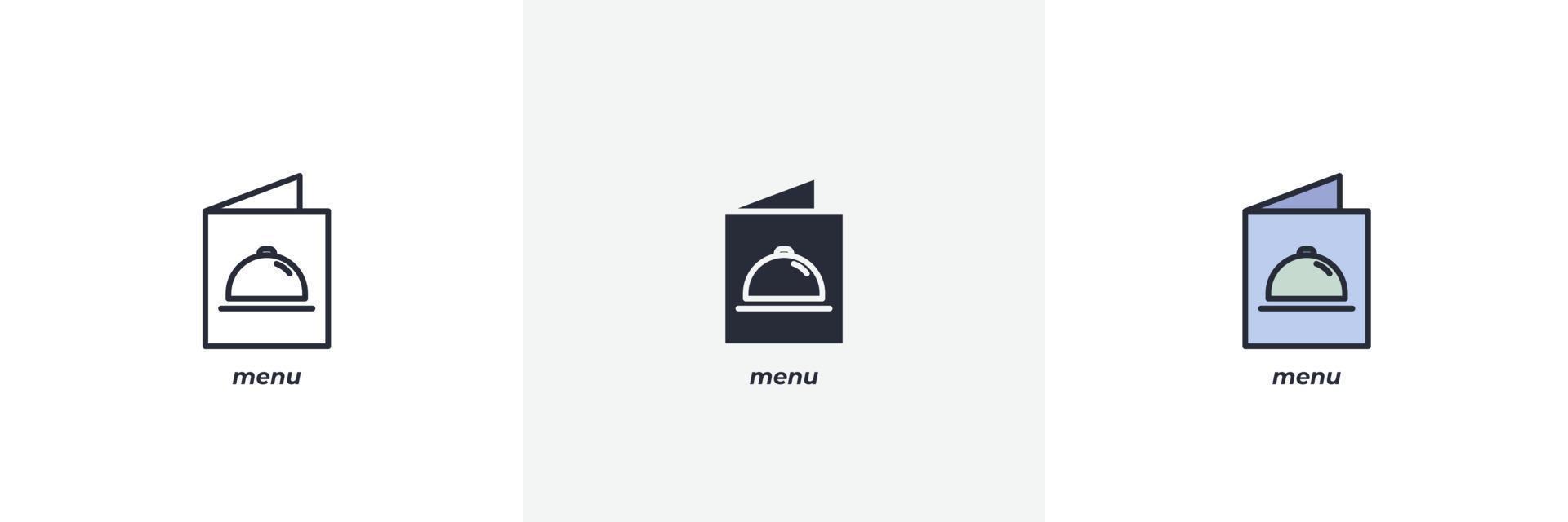 menu icoon. lijn, solide en gevulde schets kleurrijk versie, schets en gevulde vector teken. idee symbool, logo illustratie. vector grafiek