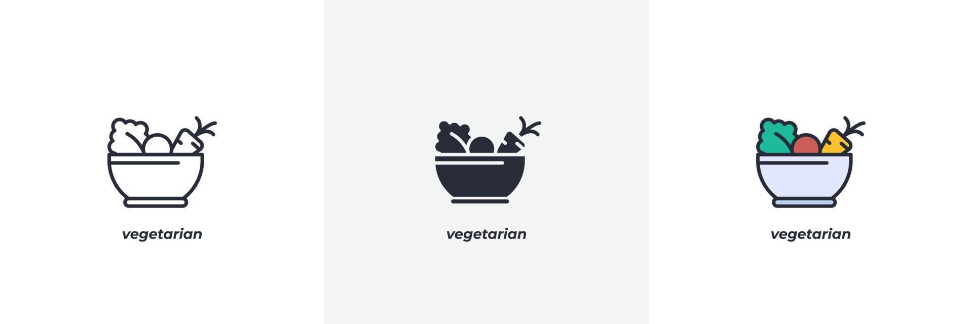 vegetarisch icoon. lijn, solide en gevulde omtrek kleurrijke versie, omtrek en gevuld vectorteken. idee symbool, logo afbeelding. vectorafbeeldingen vector