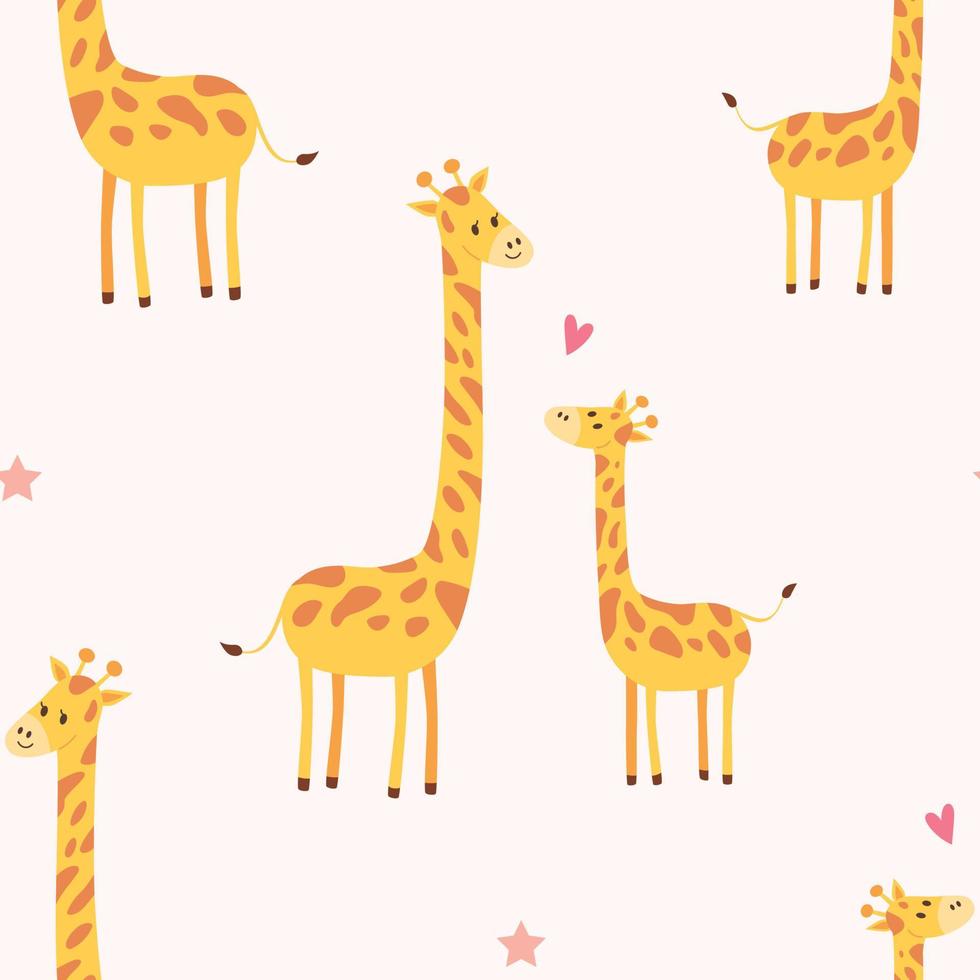 mam en baby giraffe schattig naadloos patroon vector