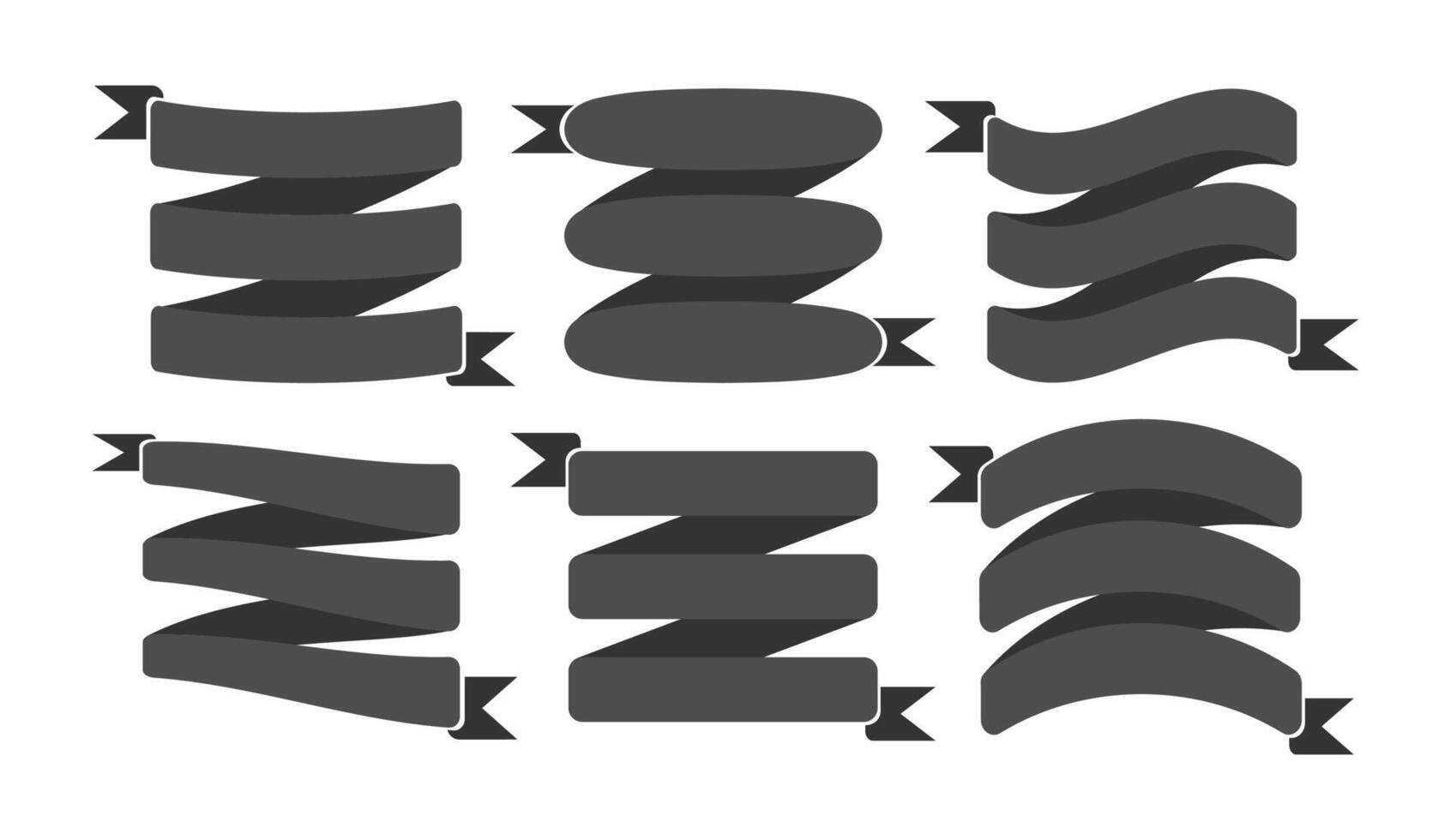 gevouwen lint set. banier etiket verzameling. silhouet tekst kader element, vector