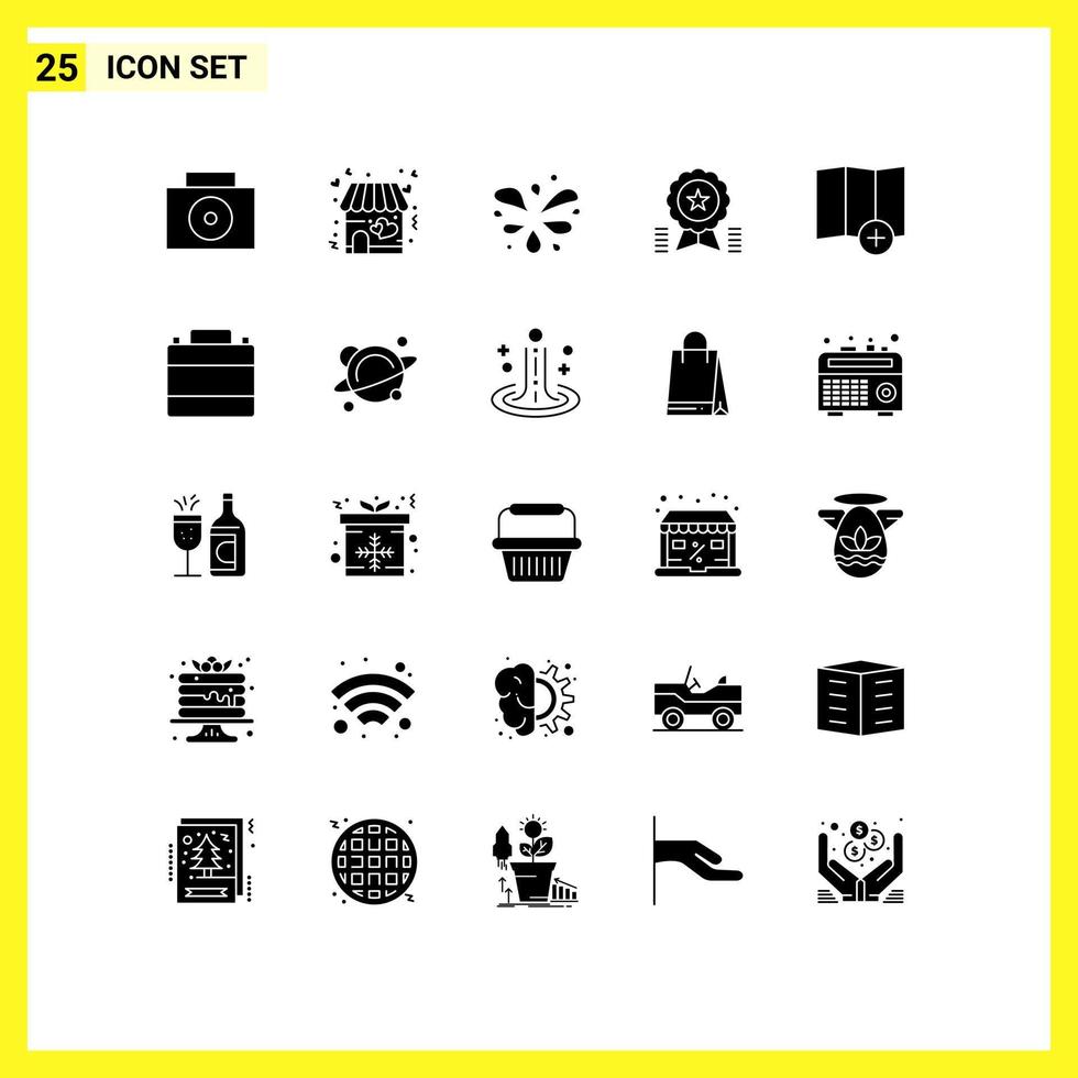 25 thematisch vector solide glyphs en bewerkbare symbolen van accessoires kaart tuin plaats medaille bewerkbare vector ontwerp elementen