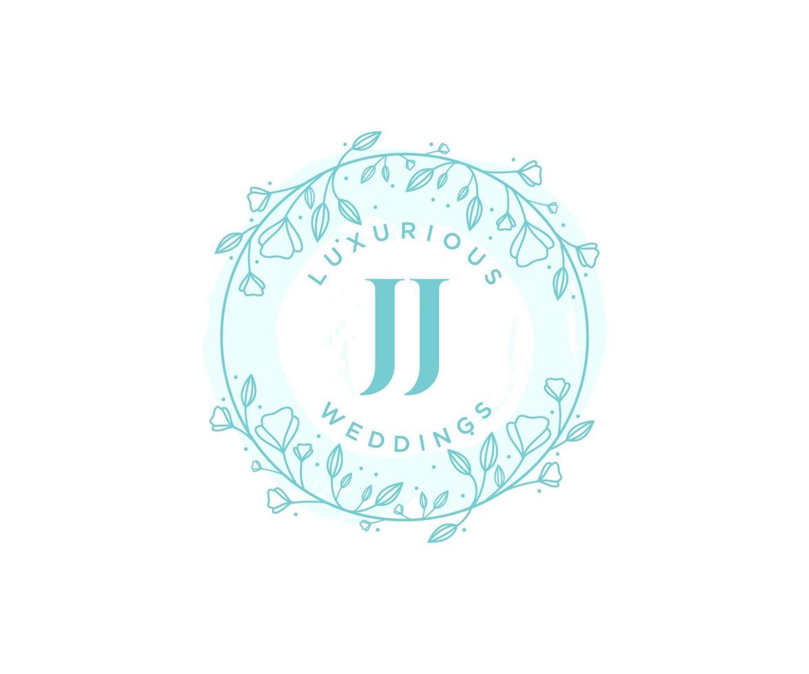 jj initialen brief bruiloft monogram logos sjabloon, hand- getrokken modern minimalistisch en bloemen Sjablonen voor uitnodiging kaarten, opslaan de datum, elegant identiteit. vector