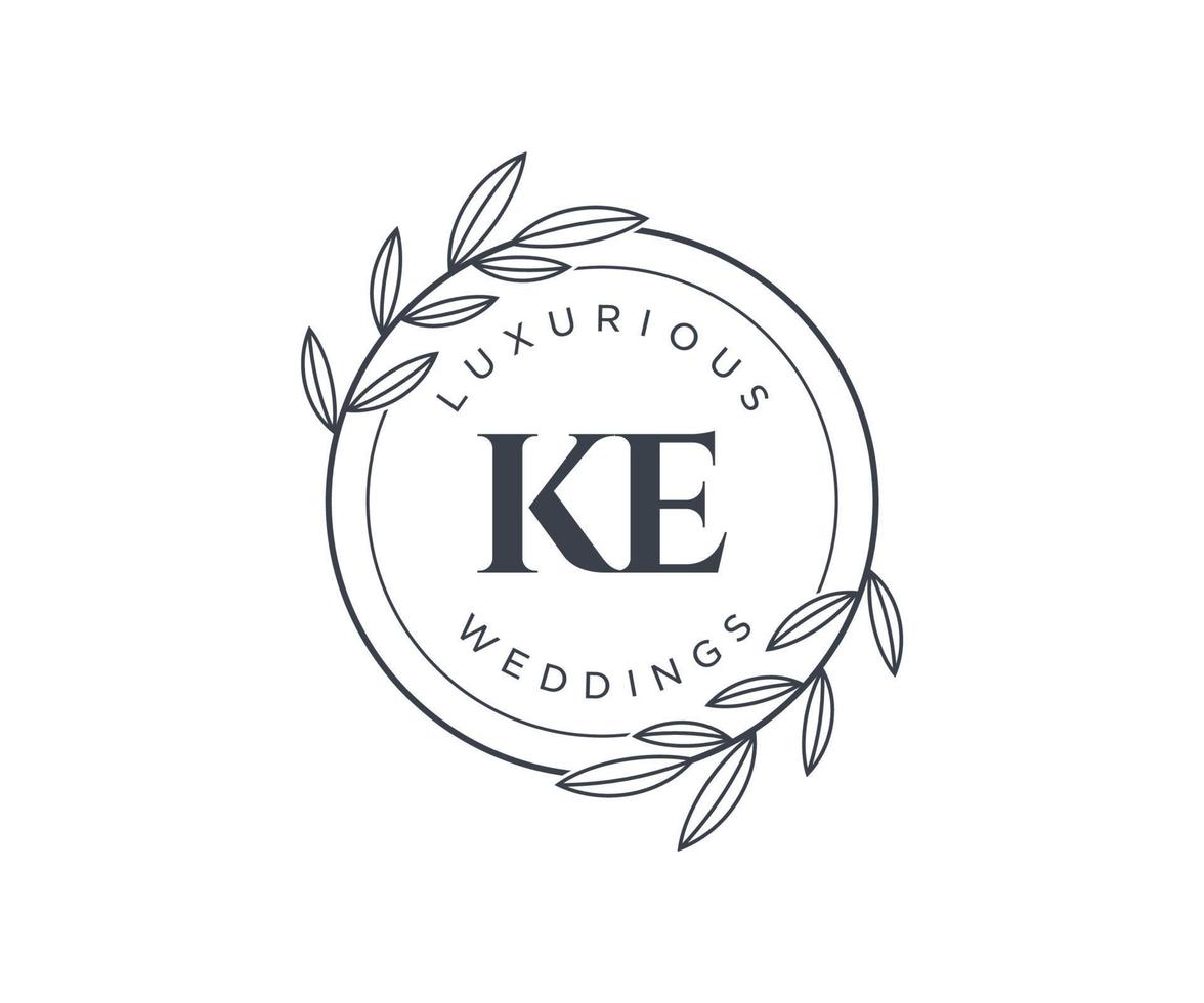 ke initialen brief bruiloft monogram logos sjabloon, hand- getrokken modern minimalistisch en bloemen Sjablonen voor uitnodiging kaarten, opslaan de datum, elegant identiteit. vector