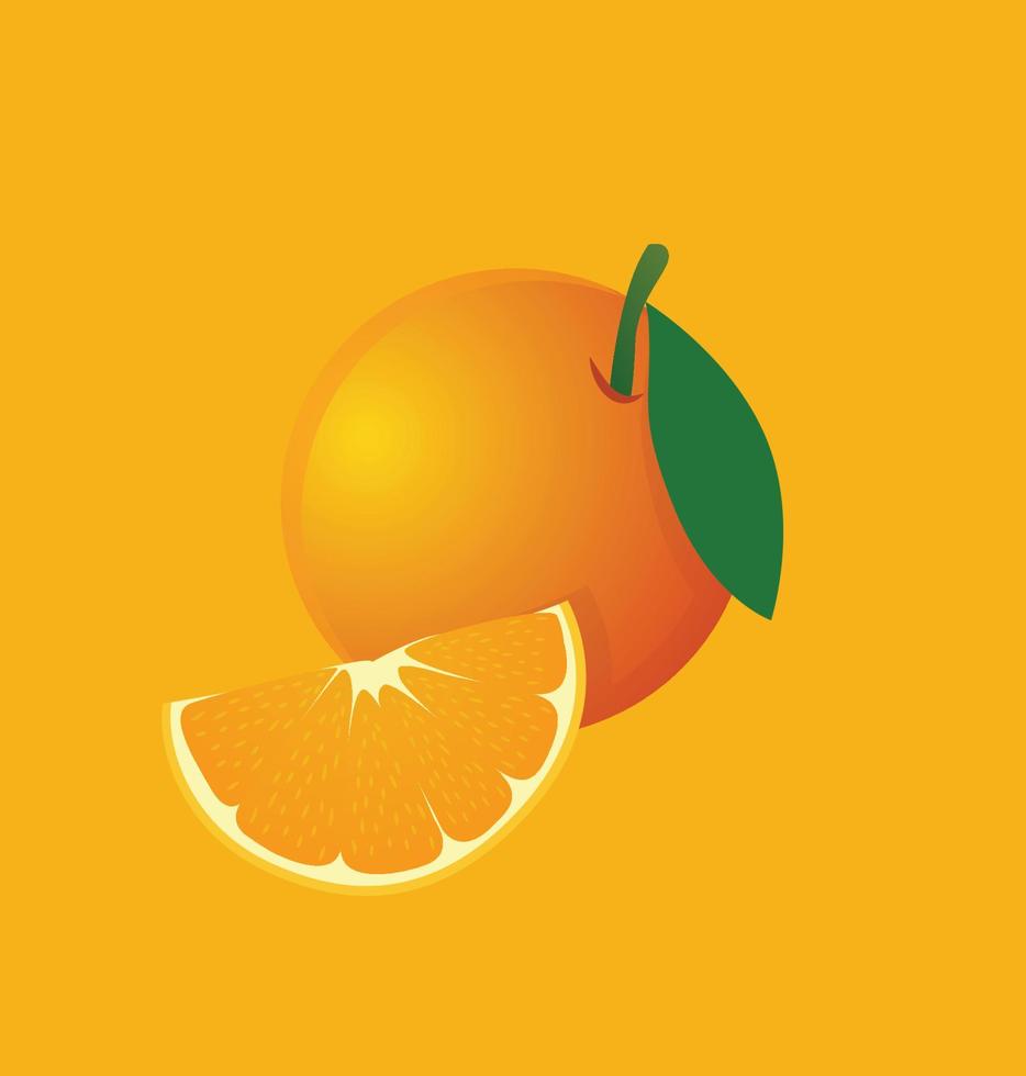 reeks van vers geheel, voor de helft, besnoeiing een plak en bladeren oranje fruit geïsoleerd Aan wit achtergrond. oranje abstract goud achtergrond. vector