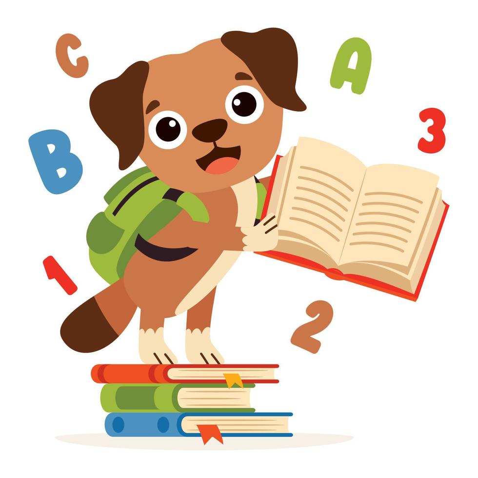 onderwijs illustratie met tekenfilm hond vector