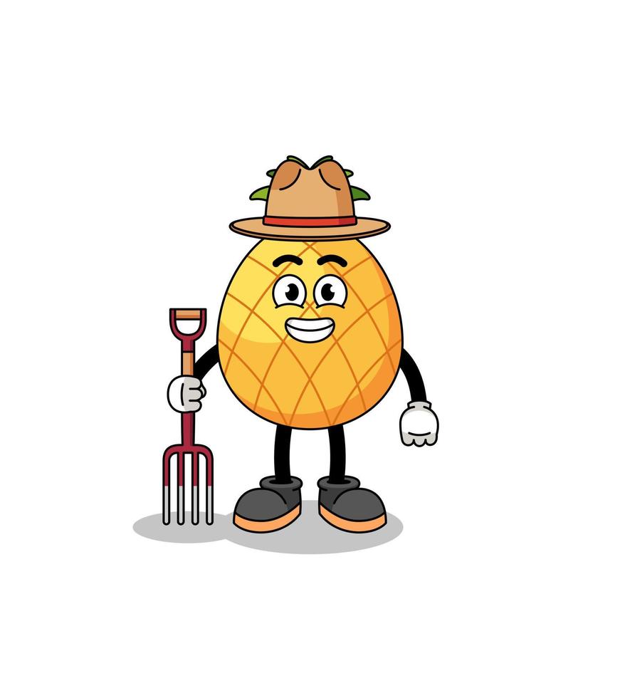 tekenfilm mascotte van ananas boer vector