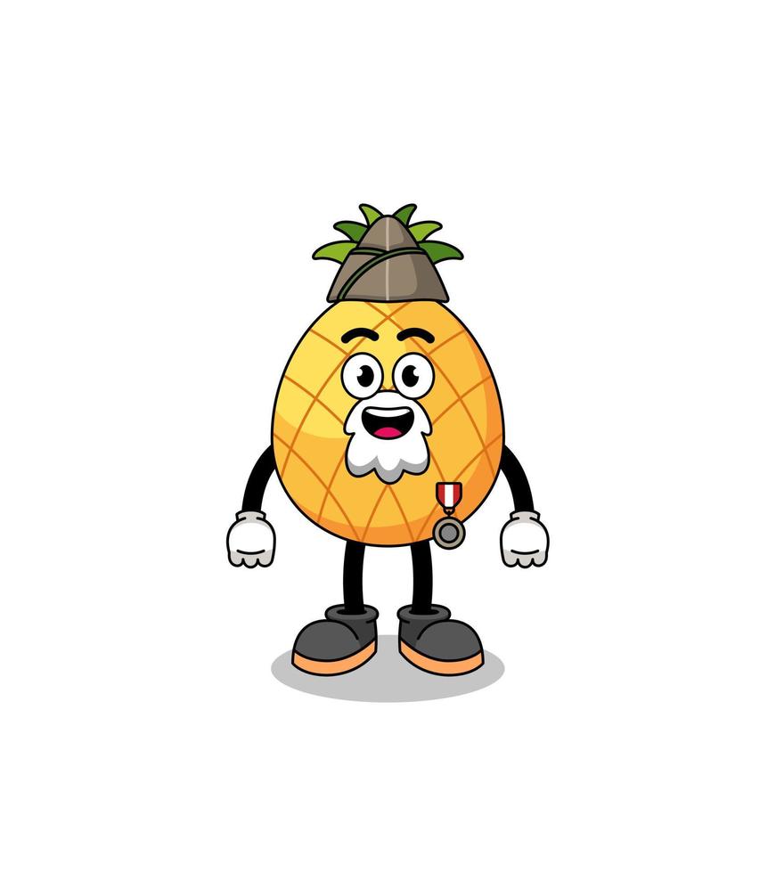 karakter tekenfilm van ananas net zo een veteraan vector