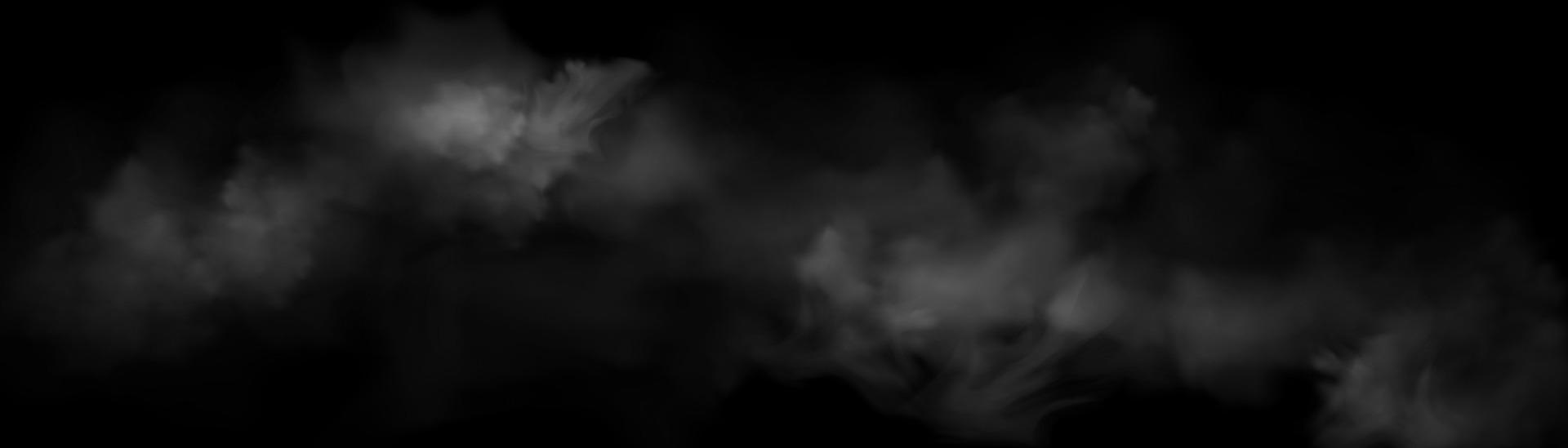 rook, mist, wit wolken Aan zwart achtergrond vector