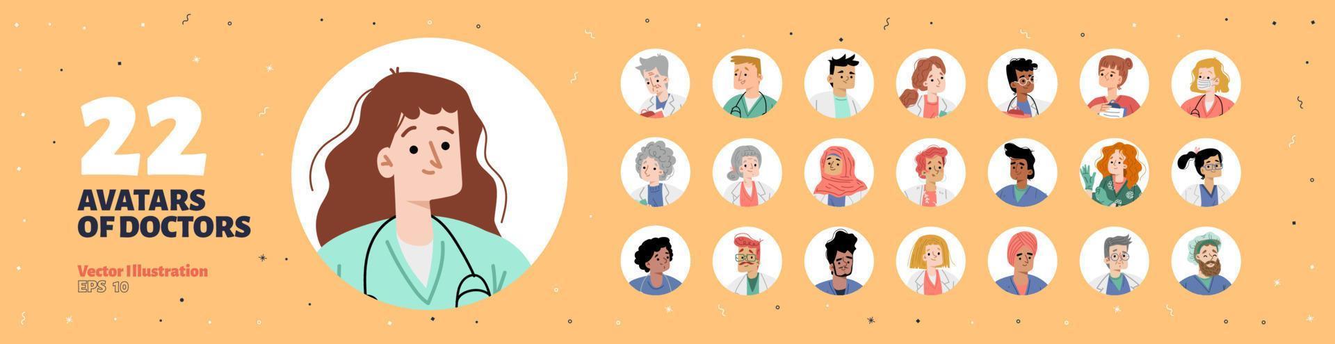 avatars van dokters, verpleegsters, gezondheidszorg personeel vector