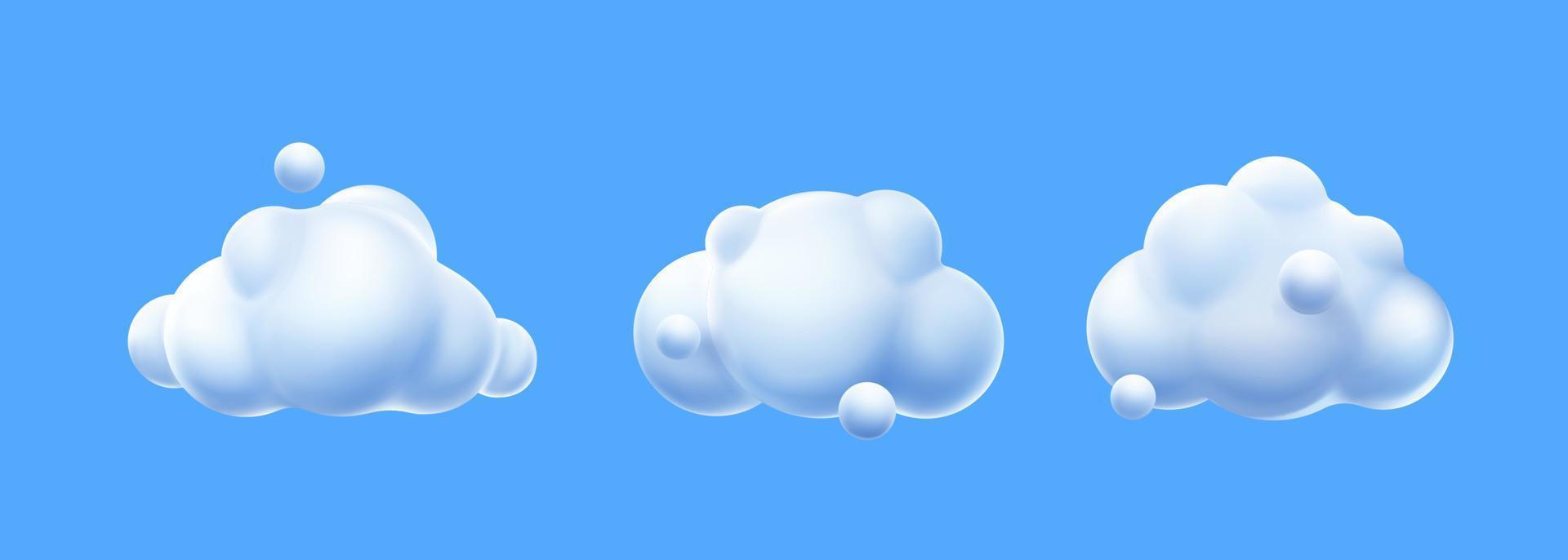 3d geven wit wolken, pluizig spindrift draaikolken vector