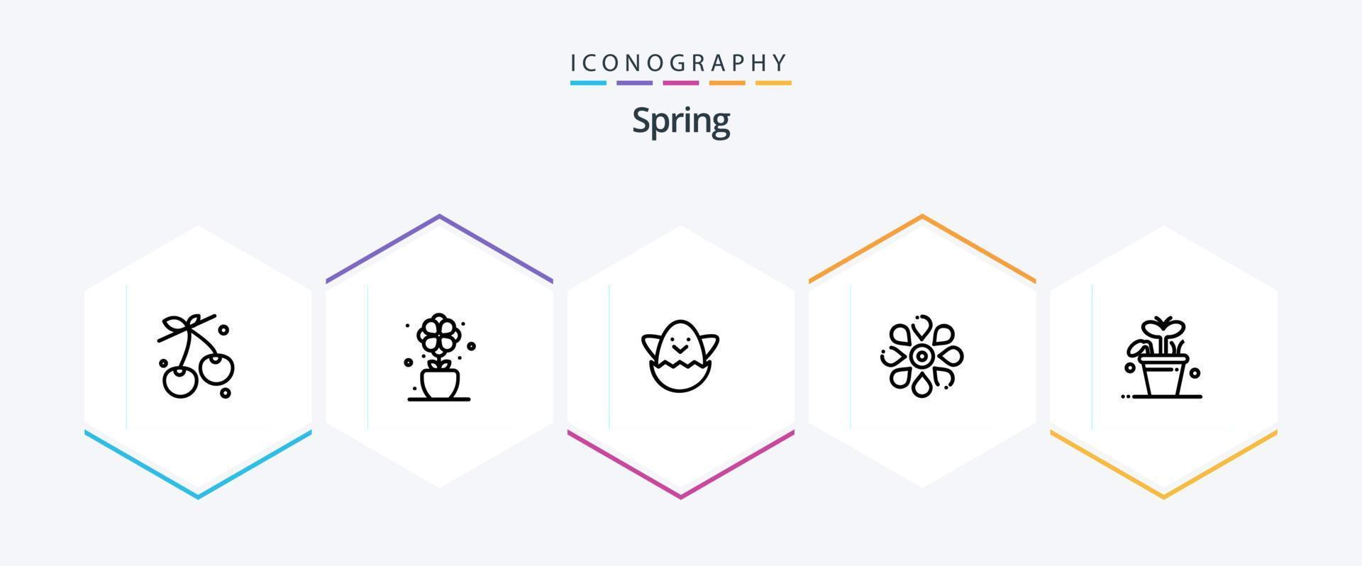 voorjaar 25 lijn icoon pak inclusief blad. de lente. Pasen. natuur. zon bloem vector