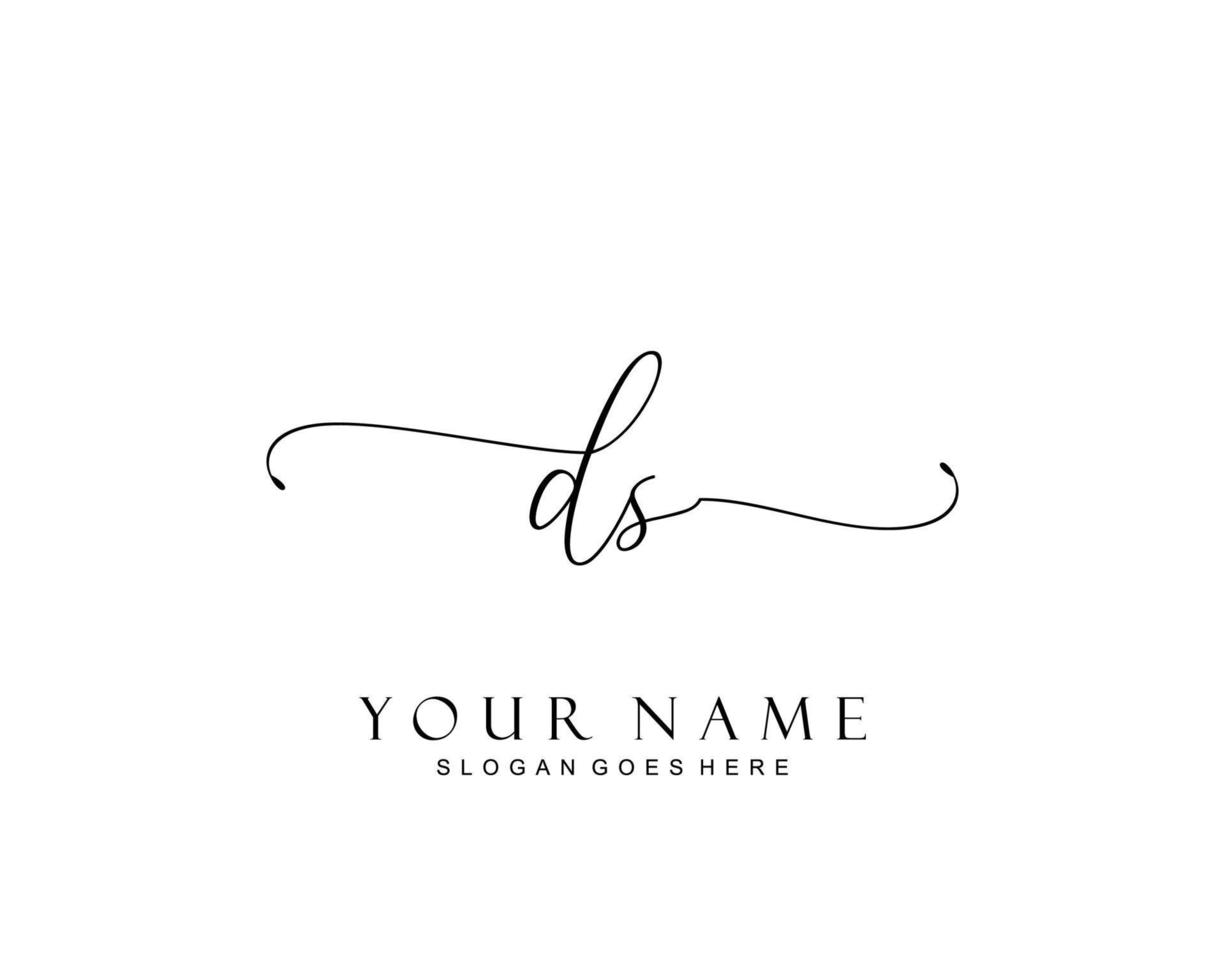 eerste ds schoonheid monogram en elegant logo ontwerp, handschrift logo van eerste handtekening, bruiloft, mode, bloemen en botanisch met creatief sjabloon. vector