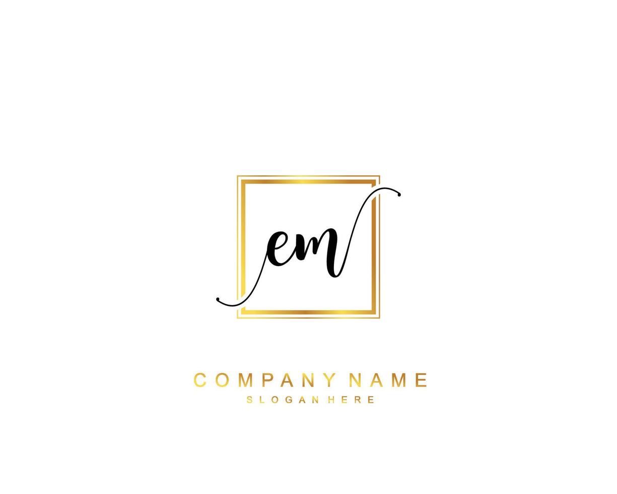 eerste em schoonheid monogram en elegant logo ontwerp, handschrift logo van eerste handtekening, bruiloft, mode, bloemen en botanisch met creatief sjabloon. vector