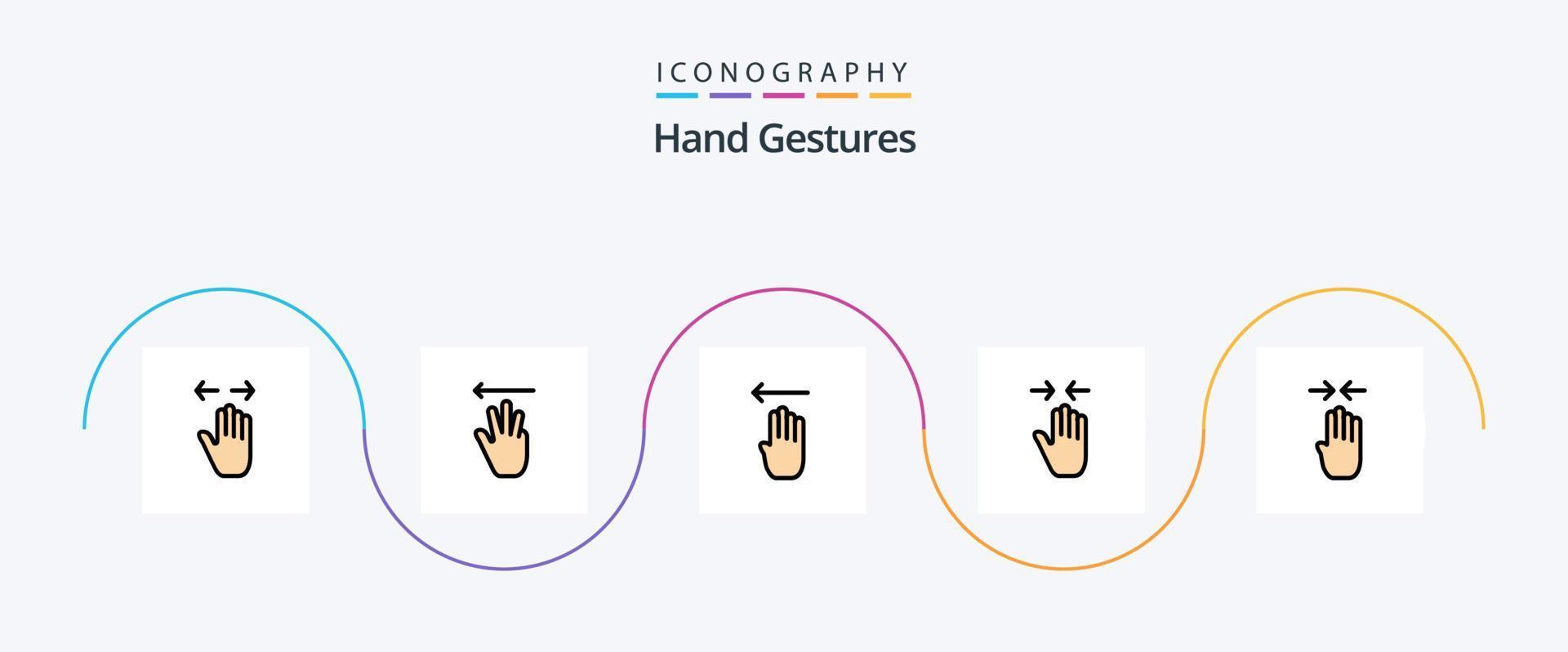 hand- gebaren lijn gevulde vlak 5 icoon pak inclusief zoom in. kneep. links. gebaar. links vector