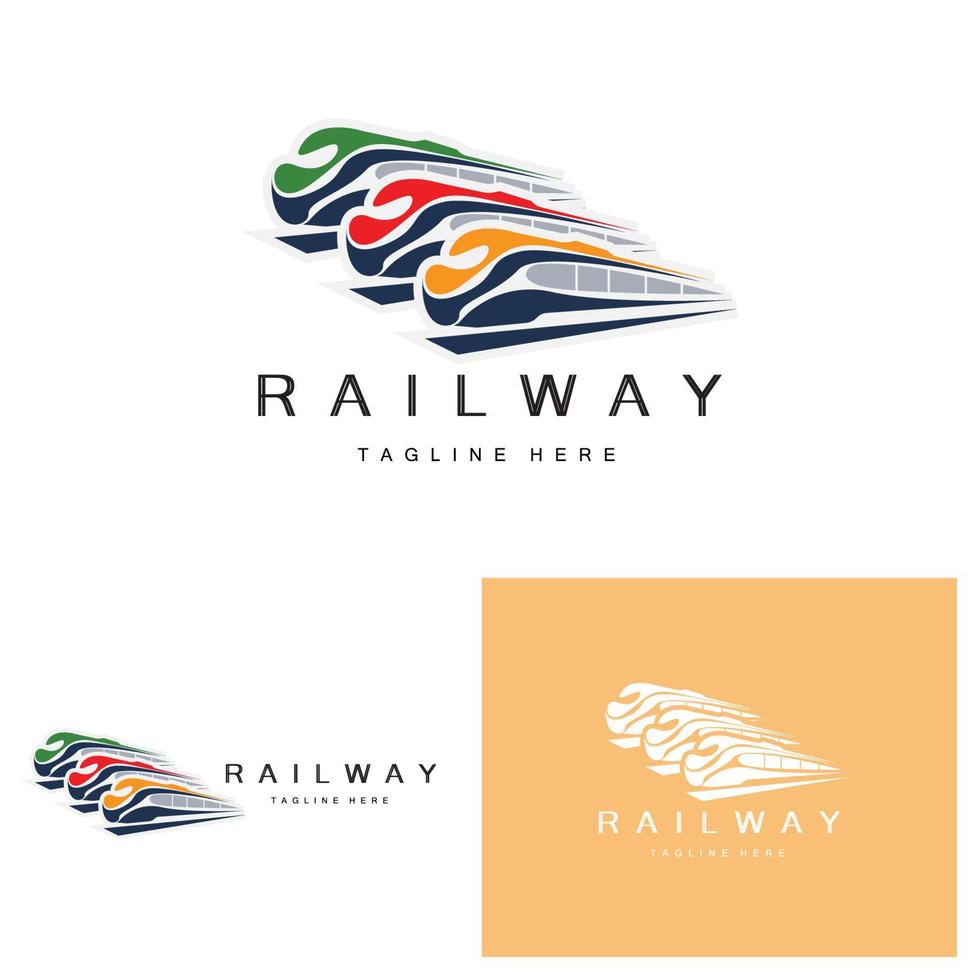 trein logo ontwerp. snel trein bijhouden vector, snel vervoer voertuig illustratie, ontwerp fit locomotief spoorweg bedrijf land- vervoer en snel levering vector