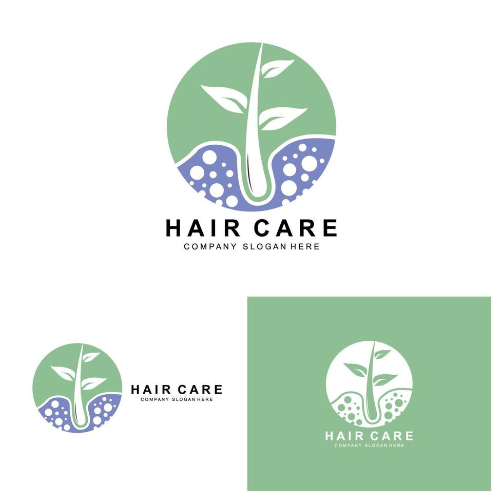 haar- zorg logo, hoofdhuid laag ontwerp, Gezondheid salon merk illustratie vector