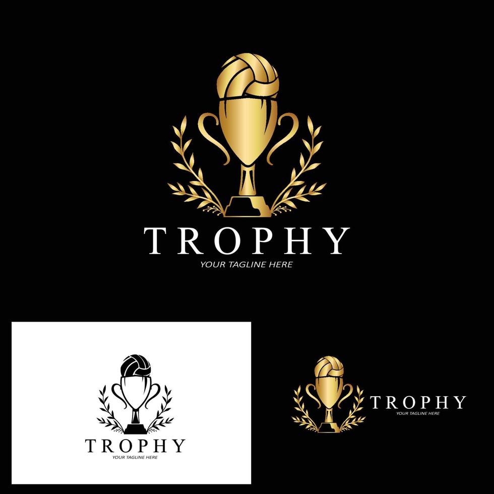 trofee logo ontwerp, prijs winnaar kampioenschap trofee vector, succes merk vector