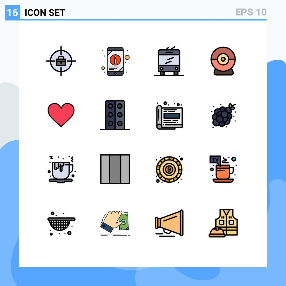 16 universeel vlak kleur gevulde lijnen reeks voor web en mobiel toepassingen biologie teken trolley hart veiligheid bewerkbare creatief vector ontwerp elementen