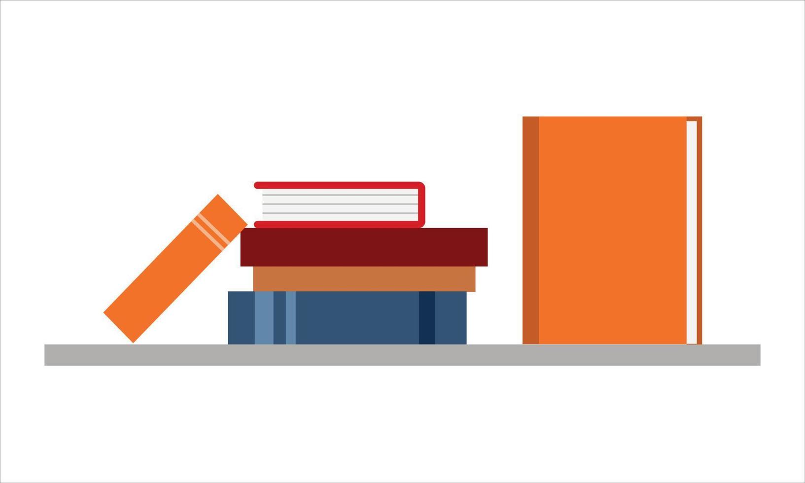 stapels van boeken Aan de plank, stapel van leerboeken voor onderwijs. vlak vector illustratie