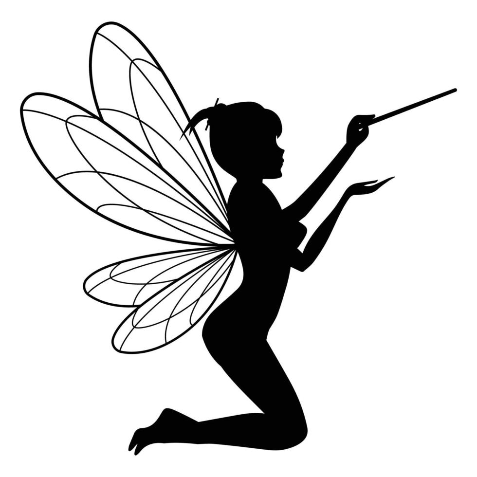 schattig fee silhouet illustratie grafisch vector