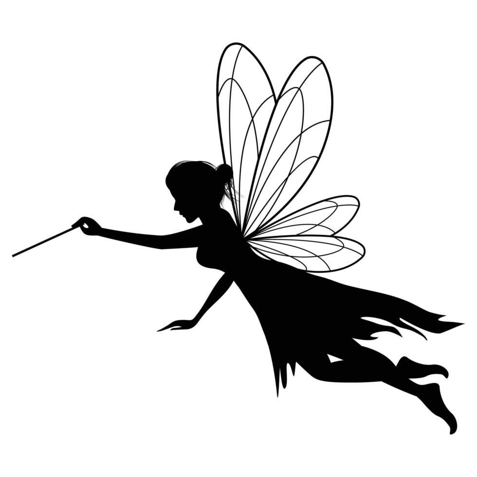 schattig fee silhouet illustratie grafisch vector