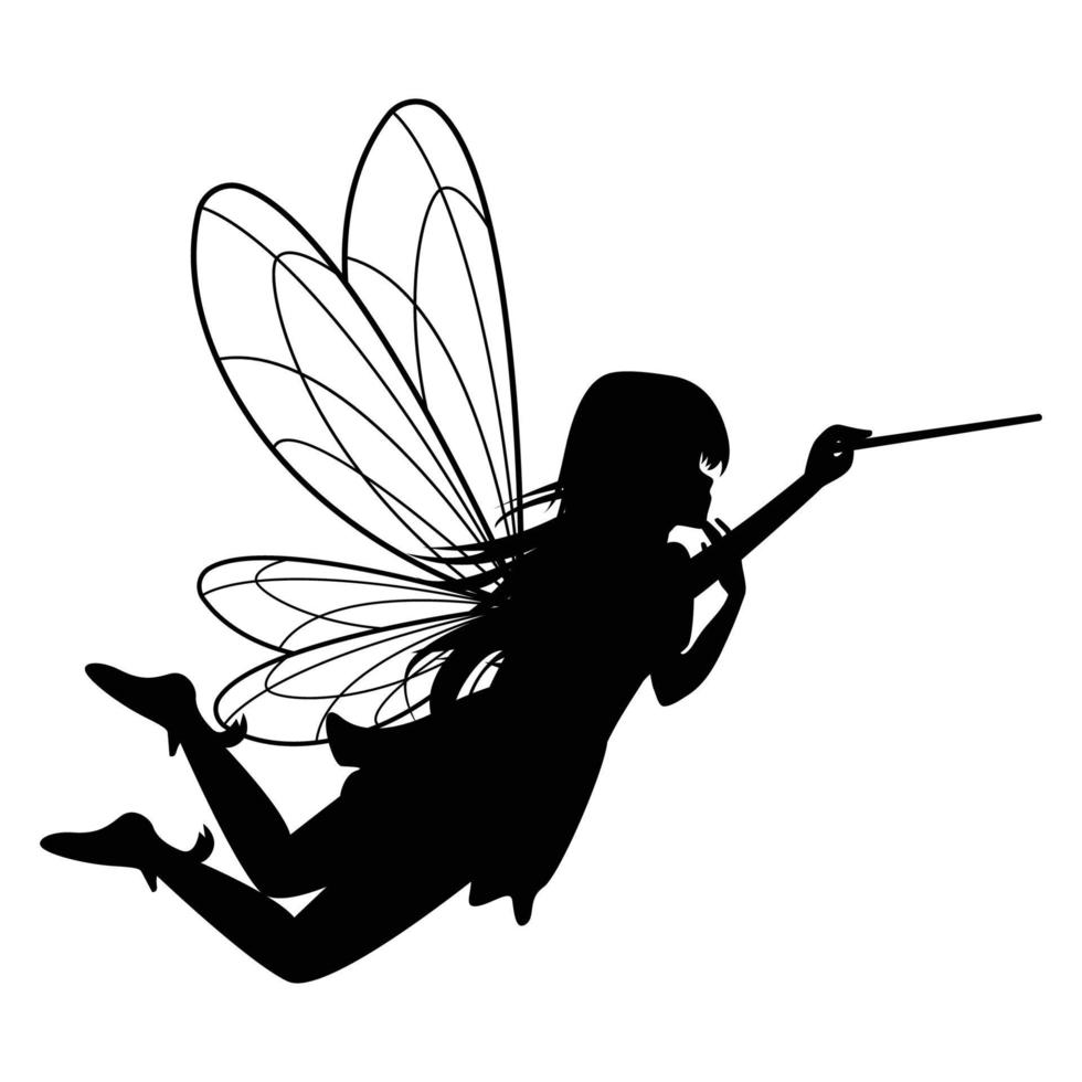 schattig fee silhouet illustratie grafisch vector