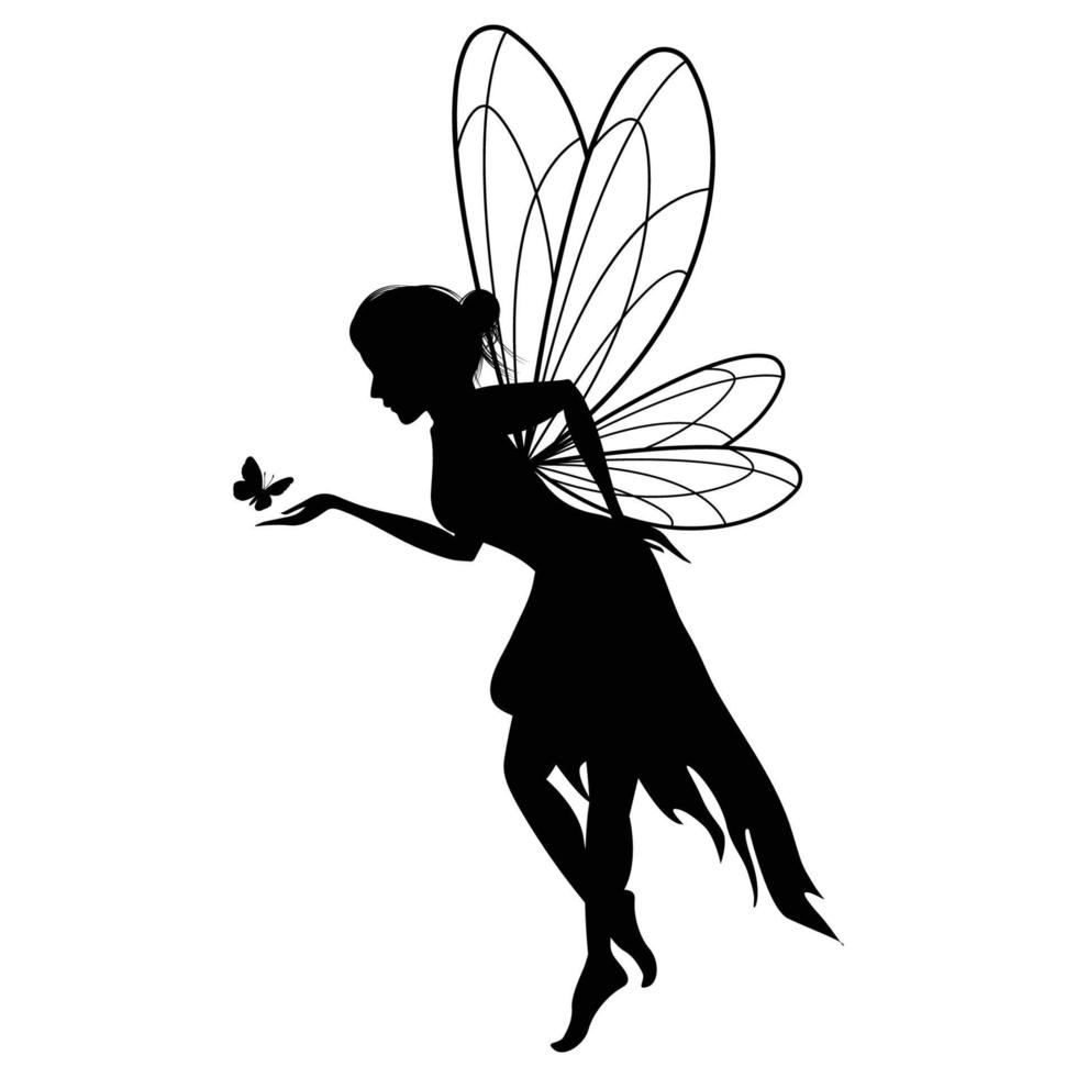 schattig fee silhouet illustratie grafisch vector