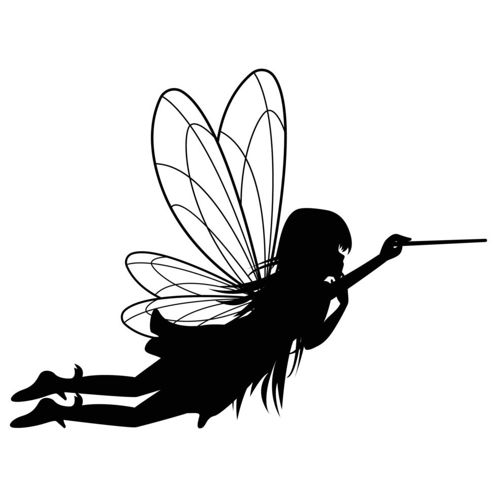 schattig fee silhouet illustratie grafisch vector