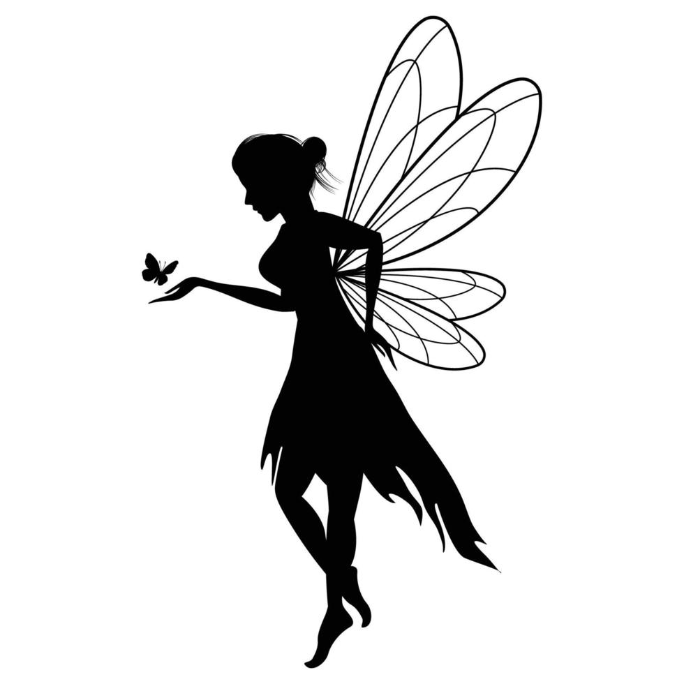 schattig fee silhouet illustratie grafisch vector