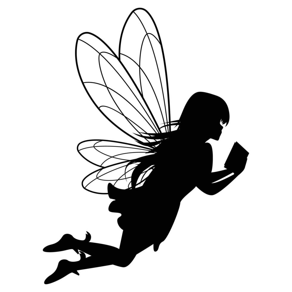 schattig fee silhouet illustratie grafisch vector