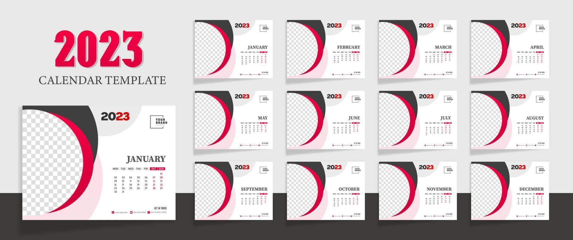 minimalistische bureau kalender 2023 bedrijf sjabloon vector illustratie