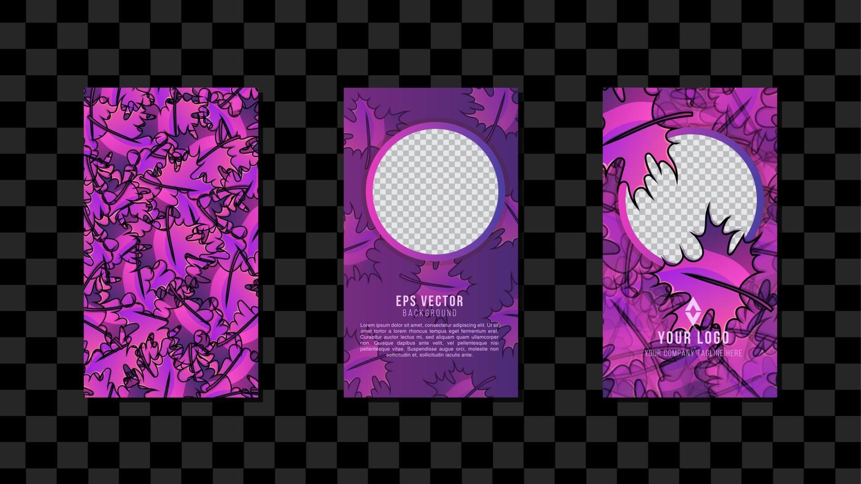 vector banier met kleur tropisch Purper helling bladeren. botanisch ontwerp voor sociaal media sjabloon, verhalen, tropisch nacht partij, bruiloft uitnodiging, cosmetica, spa