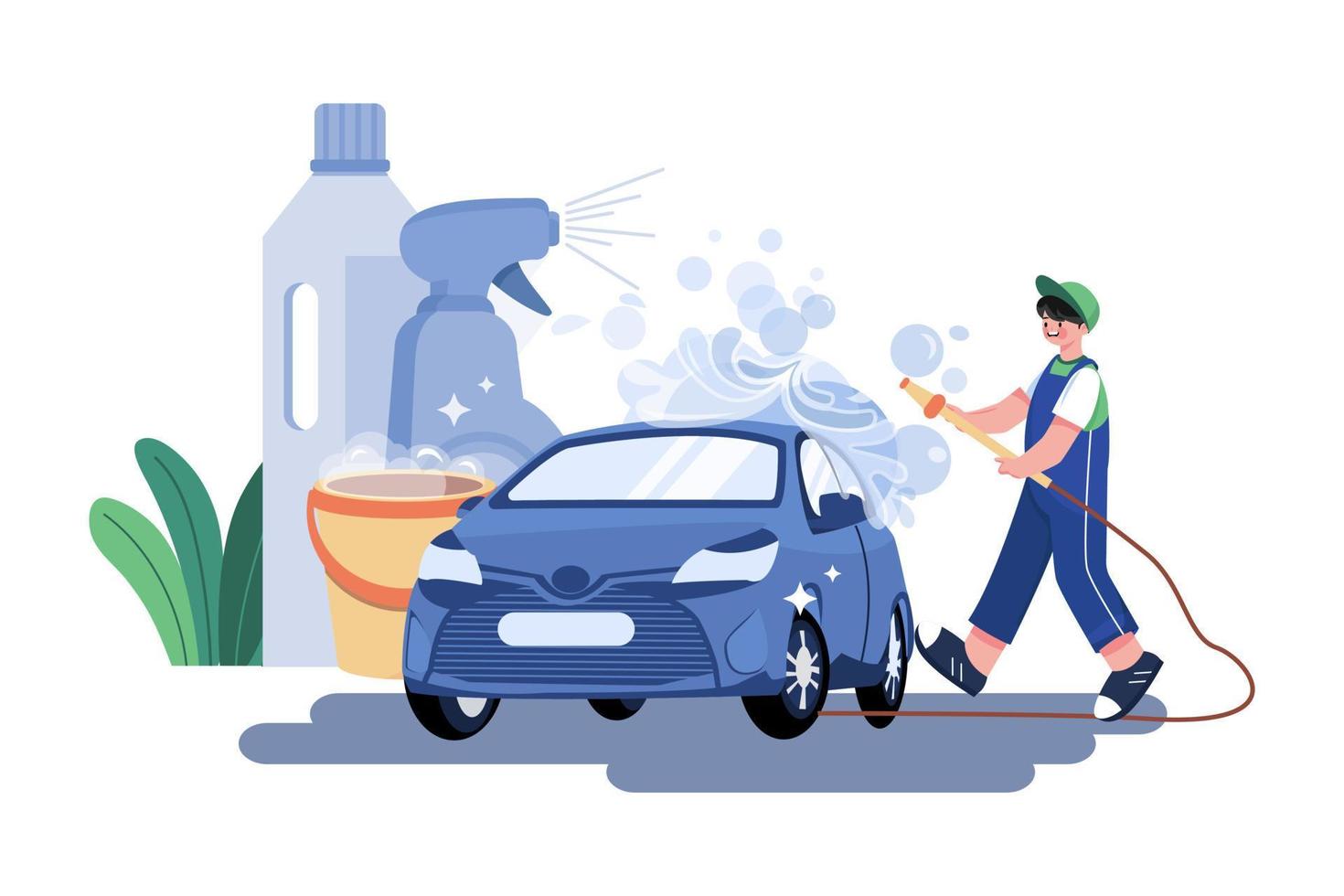 auto wassen illustratie concept Aan wit achtergrond vector